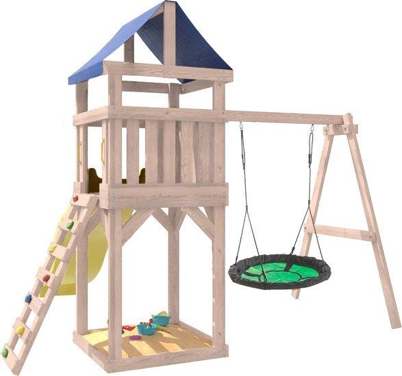 Игровой комплекс National Tree Company С качелями гнездо IgroWoods ДКНП-4 (не окрашен)