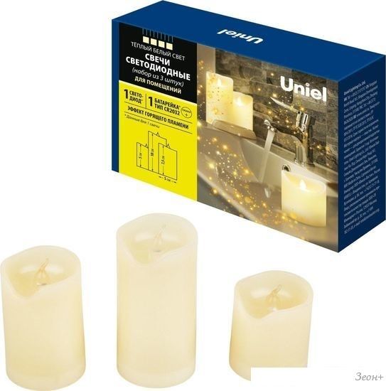 Новогодняя свеча Uniel ULD-F060 WARM WHITE CANDLE SET3 UL-00008593