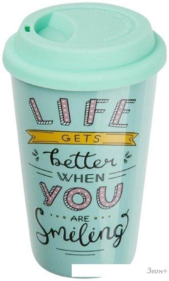Многоразовый стакан Perfecto Linea Life Gets Better 30-140122 400мл (бирюзовый)