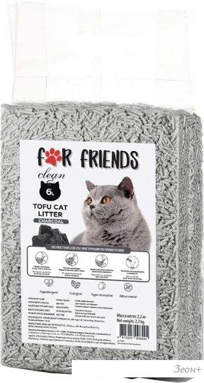Наполнитель для туалета For Friends Tofu Charcoal с углем 6 л