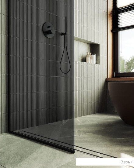 Душевая стенка MaybahGlass 195x79 MGD-698-6у (графитовое стекло/черный)
