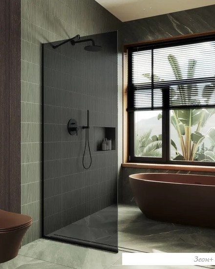 Душевая стенка MaybahGlass 195x79 MGD-698-6у (графитовое стекло/черный)