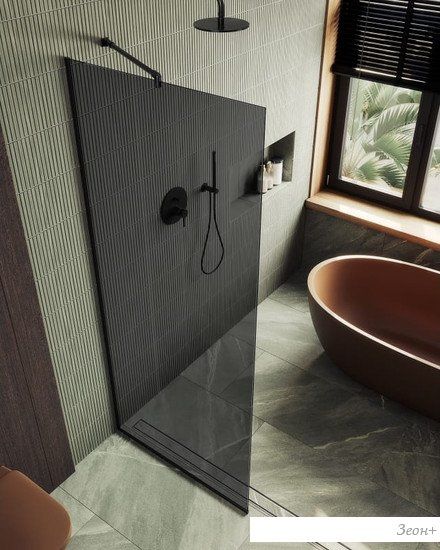 Душевая стенка MaybahGlass 195x79 MGD-698-6у (графитовое стекло/черный)