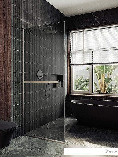 Душевая стенка MaybahGlass 195x119 MGD-717-5у (графитовое стекло/хром матовый)