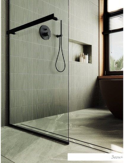Душевая стенка MaybahGlass 195x89 MGD-732-6у (прозрачное стекло/черный)