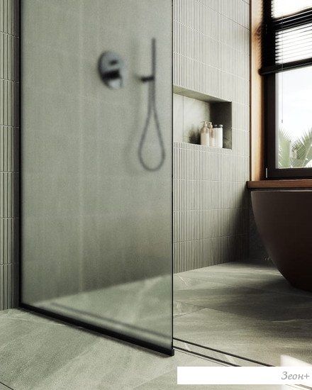 Душевая стенка MaybahGlass 195x119 MGD-688-6у (сатин стекло/черный)