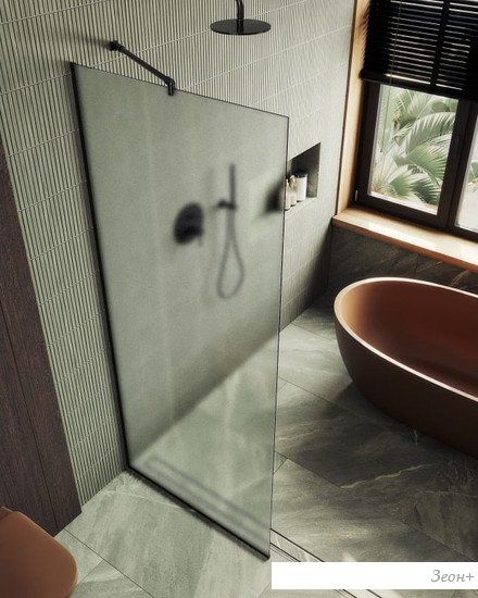 Душевая стенка MaybahGlass 195x119 MGD-688-6у (сатин стекло/черный)