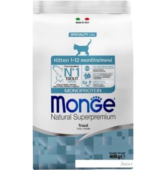 Сухой корм для кошек Monge Kitten Monoprotein Trout 400 г