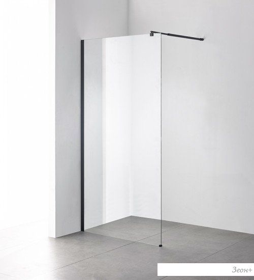 Душевая стенка Saniteco Walk-In SN-W6TB100 (100x200, прозрачное стекло, черный профиль)