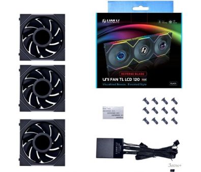   Lian Li Uni Fan TL LCD 120 Reverse Triple Pack G99.12TLLCD3B.00