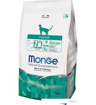 Корм для кошек Monge Hairball Rich in Chicken 0.4 кг