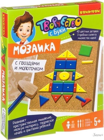 Мозаика/пазл Bondibon Мозаика с гвоздями и молоточком 2 ВВ2692