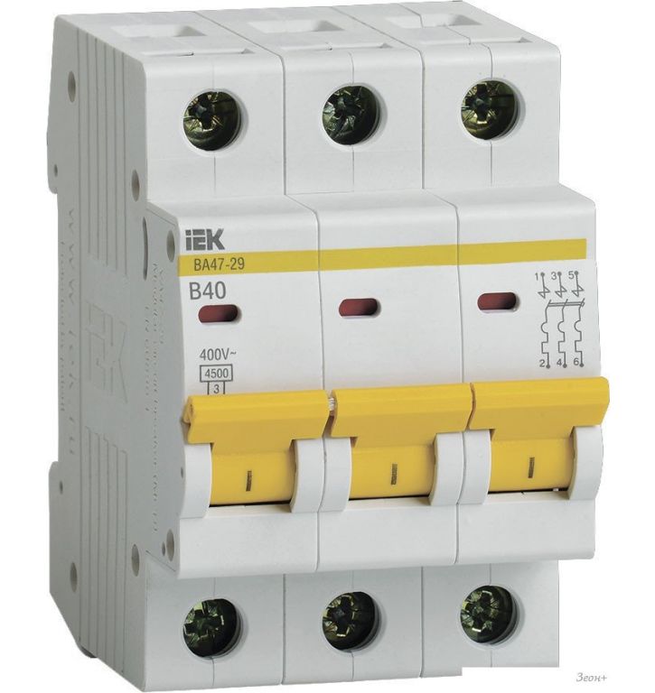Выключатель автоматический IEK ВА 47-29 3п 40А B MVA20-3-040-B