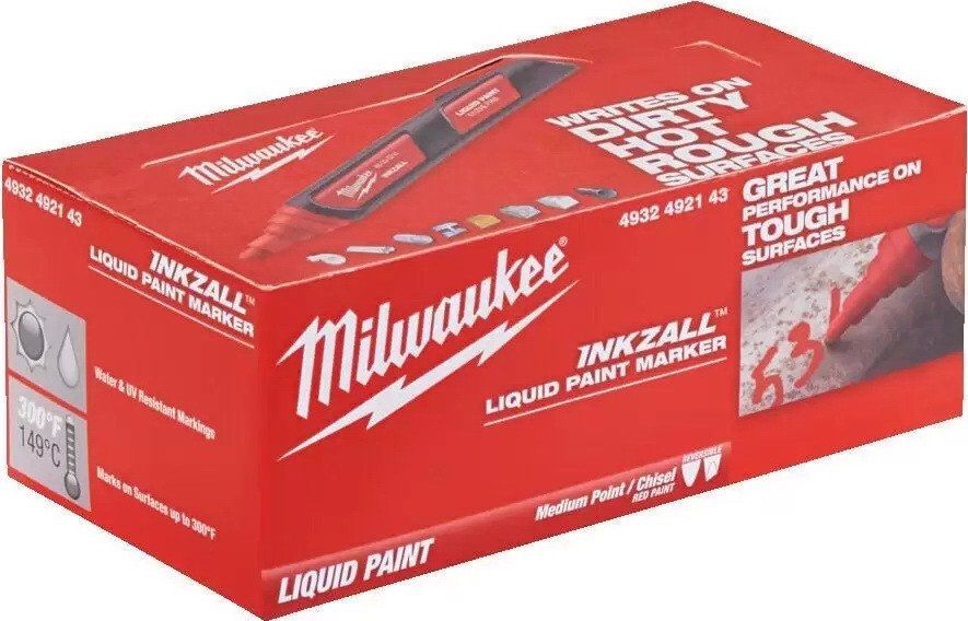 Набор маркеров строительных Milwaukee Inkzall 4932492143 (12 шт, красный)
