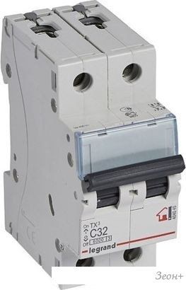 Выключатель автоматический Legrand TX3 2P 32A С 6kA 2M 404045