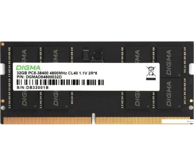   Digma 16 DDR5 SODIMM 4800  DGMAS54800016S