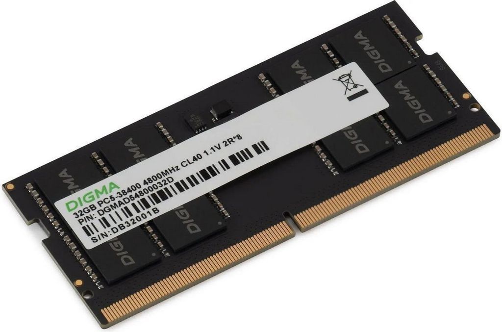 Оперативная память Digma 16ГБ DDR5 SODIMM 4800 МГц DGMAS54800016S