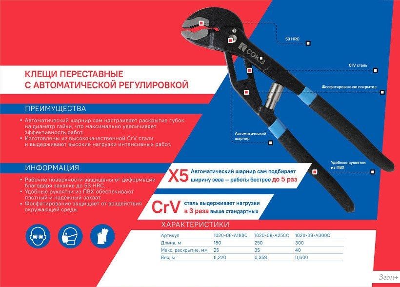 Клещи переставные СОЮЗ 1020-08-A250С