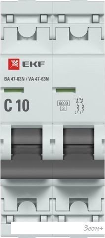 Выключатель автоматический EKF PROxima ВА 47-63N 2P 10А (C) 6кА M636210C
