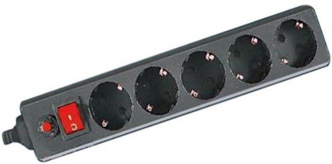 Сетевой фильтр General Lighting GPS 5-роз. 3x1 471004 (с выключателем, черный)
