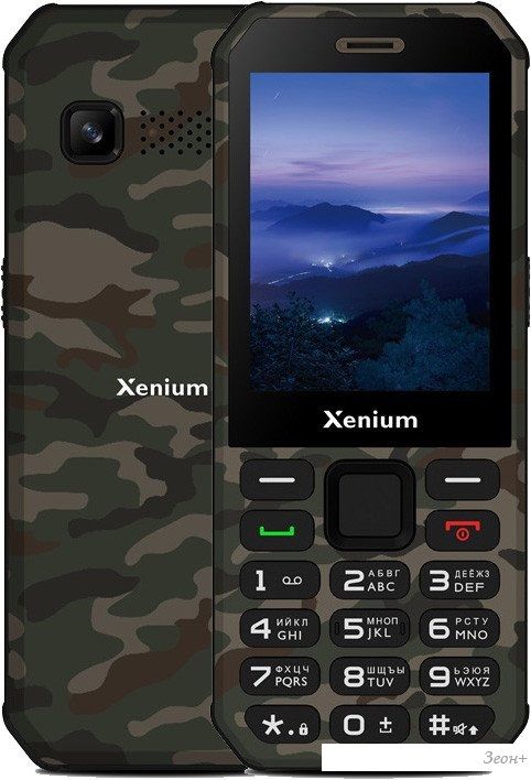 Кнопочный телефон Xenium X300 (зеленый камуфляж)