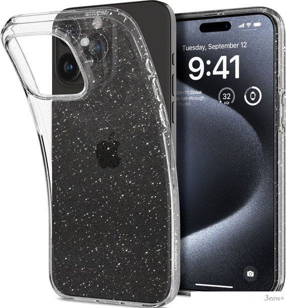 Чехол для телефона Spigen Liquid Crystal Glitter для iPhone 15 Pro ACS06701 (затемненный/прозрачный)