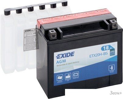 Мотоциклетный аккумулятор Exide ETX20H-BS (18 А·ч)
