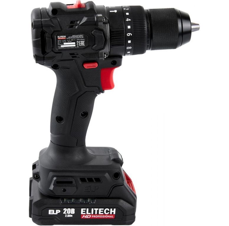 Ударная дрель-шуруповерт ELITECH HD Professional CD 20ISL2 E2201.041.01 (с 2-мя АКБ 2 Ач, кейс)