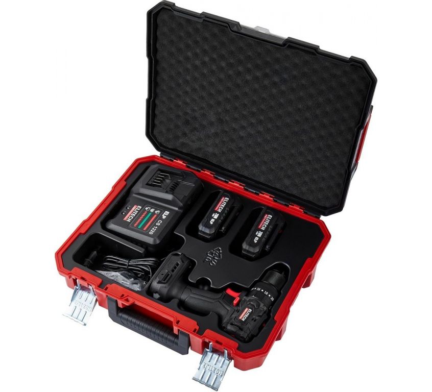 Ударная дрель-шуруповерт ELITECH HD Professional CD 20ISL2 E2201.041.01 (с 2-мя АКБ 2 Ач, кейс)