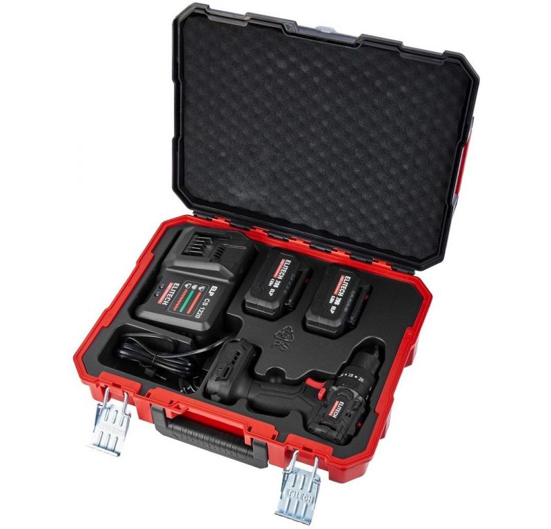 Ударная дрель-шуруповерт ELITECH HD Professional CD 20ISL2 E2201.041.02 (с 2-мя АКБ 4 Ач, кейс)