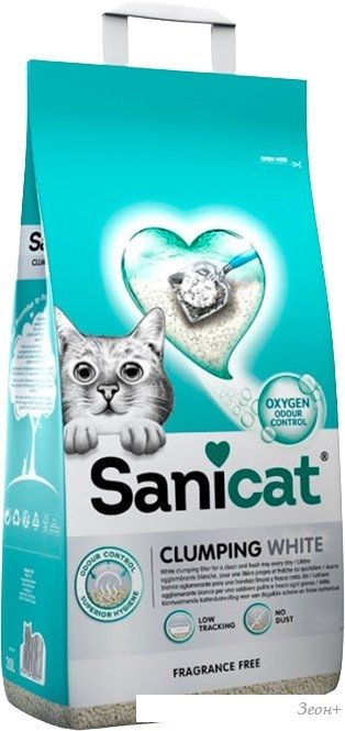 Наполнитель для туалета Sanicat Clumping White Active 10л