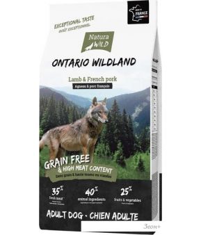 Сухой корм для собак Natura Wild Ontario Wildland для всех пород с ягненком и французской свининой 12 кг