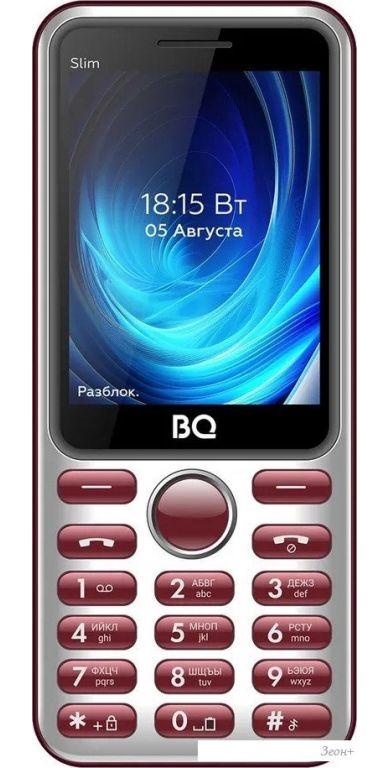 Кнопочный телефон BQ BQ-2833 Slim (бордовый)