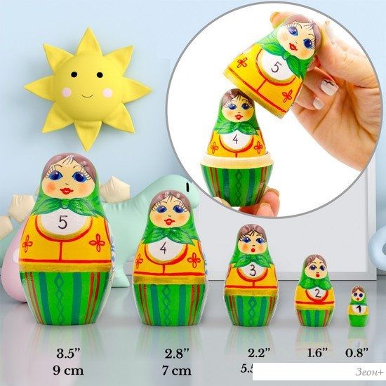 Развивающая игра Брестская Матрешка С числами (набор 5 шт)