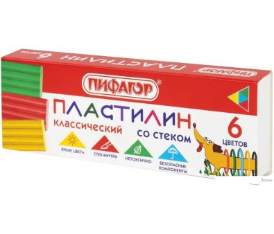 Пластилин Пифагор Веселая такса 106674 (6 цв)