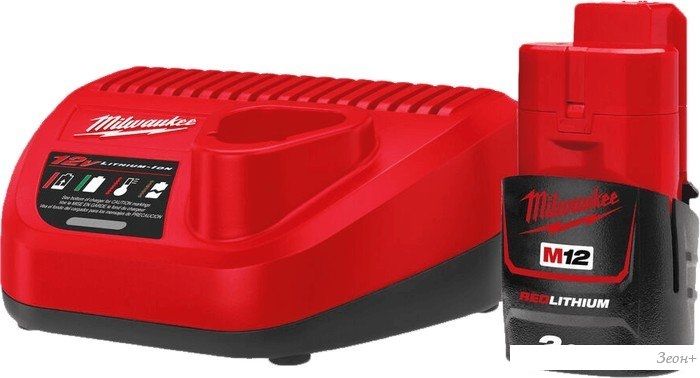 Аккумулятор с зарядным устройством Milwaukee M12 M12NRG-201 4933451900 (12В/2 Ач + 12В)