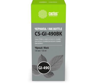  Cactus CS-GI-490BK GI-490   135  Canon PIXMA G1400/G1410/G1411/G2400/G2410/G2411/G3400/G3410/G3411/G4400/G4410/G4411