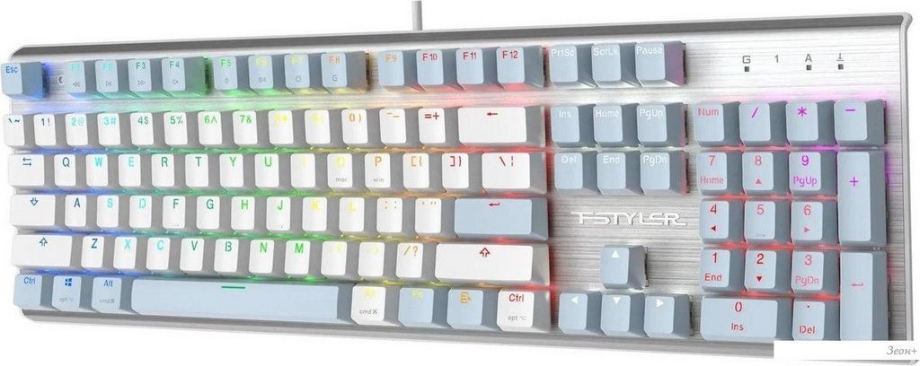 Клавиатура A4Tech Fstyler FS100 Neon (серебристый/голубой)