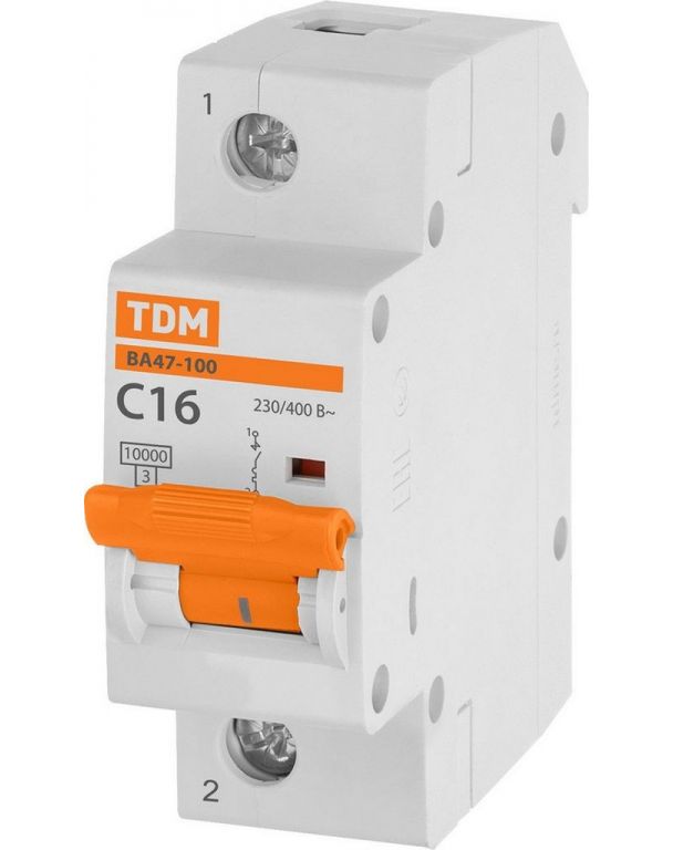 Выключатель автоматический TDM Electric ВА 47-100 1Р 16А (C) 10кА SQ0207-0046