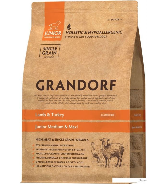 Сухой корм для собак Grandorf Dog Junior Lamb & Turkey (с ягненком и индейкой) 10 кг