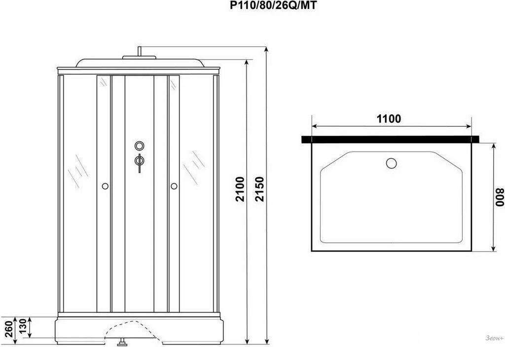 Душевая кабина Niagara Promo P110/80/26Q/MT 110x80x215