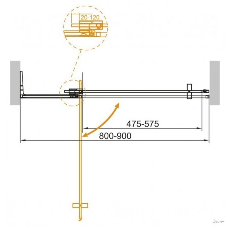 Душевая дверь Cezares SLIDER-B-1-80/90-GRIGIO-BORO