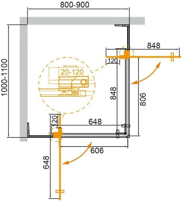Душевой уголок Cezares SLIDER-AH-2-80/90-100/110-C-BORO