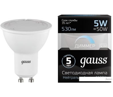   Gauss LED MR16 GU10 5  4100  101506205-D