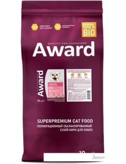 Сухой корм для кошек Award Adult Sterilized (для стерилизованных с индейкой и курицей с добавлением клюквы и цикория) 10 кг