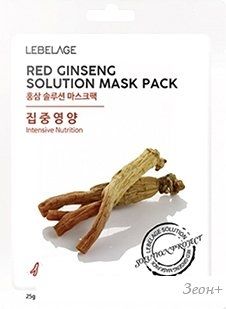 Lebelage Маска для лица тканевая Red Ginseng Solution Mask Питательная 25 г