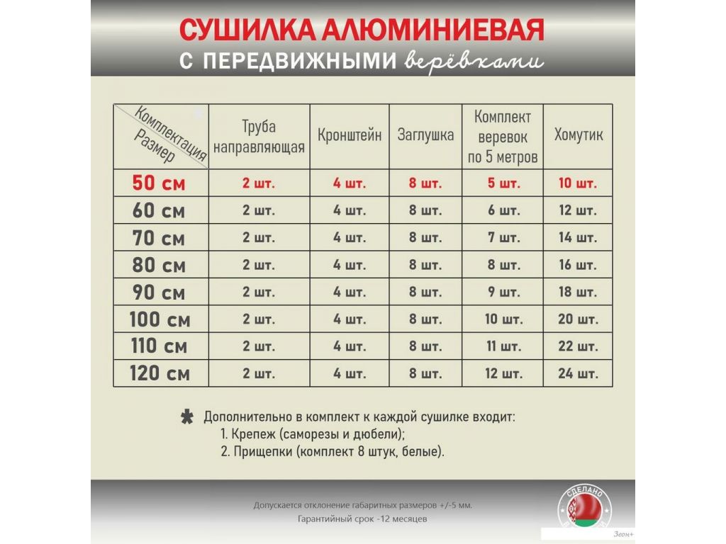 Сушилка для белья Comfort Alumin Lux Настенная 5 нитей 0.5м (алюминий/серебристый)