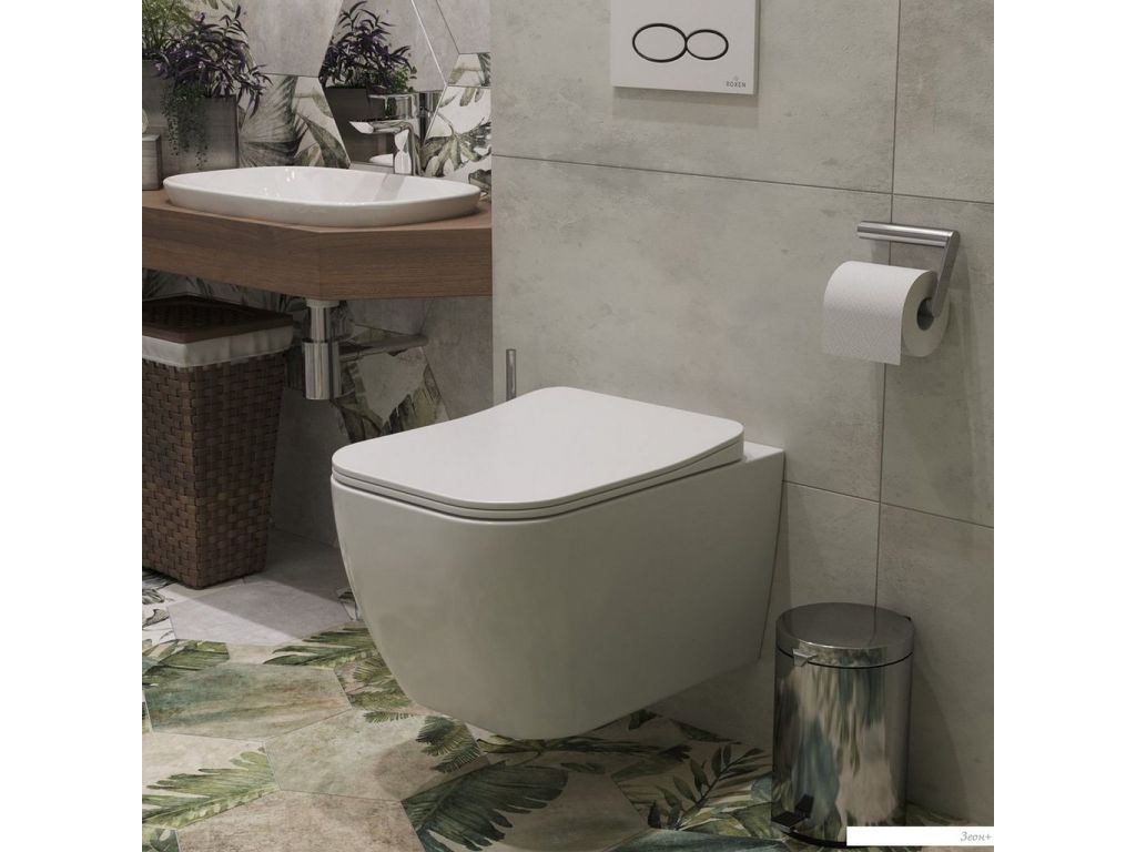Унитаз подвесной Roxen Cube Bidet 530135-01X Rimless Soft Close с функцией биде
