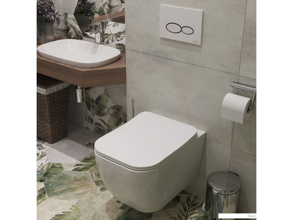 Унитаз подвесной Roxen Cube Bidet 530135-01X Rimless Soft Close с функцией биде