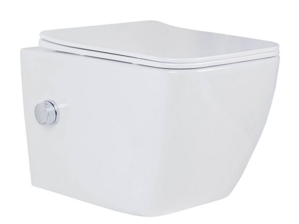 Унитаз подвесной Roxen Cube Bidet 530135-01X Rimless Soft Close с функцией биде